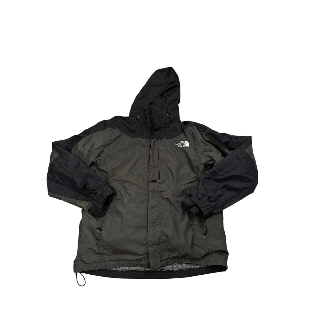 The‎ North Face HyVent Layered Jacket Mens Olive Green Black Hooded Fleece Liner